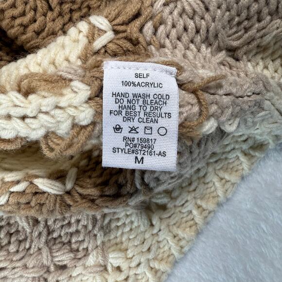 Altar'd State Oversized Chunky Knit Cardigan Brown and Cream Size Medium - Picture 6 of 8